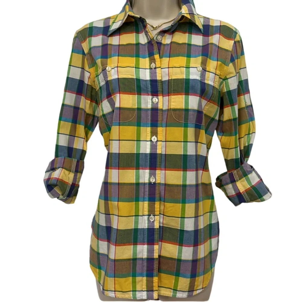 Ralph Lauren Yellow Plaid Button Down Shirt - Picture 1 of 3